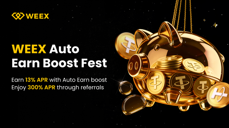WEEX Auto Earn Boost Fest: Earn 13% APR on Balance Increases + 300% APR via Referrals